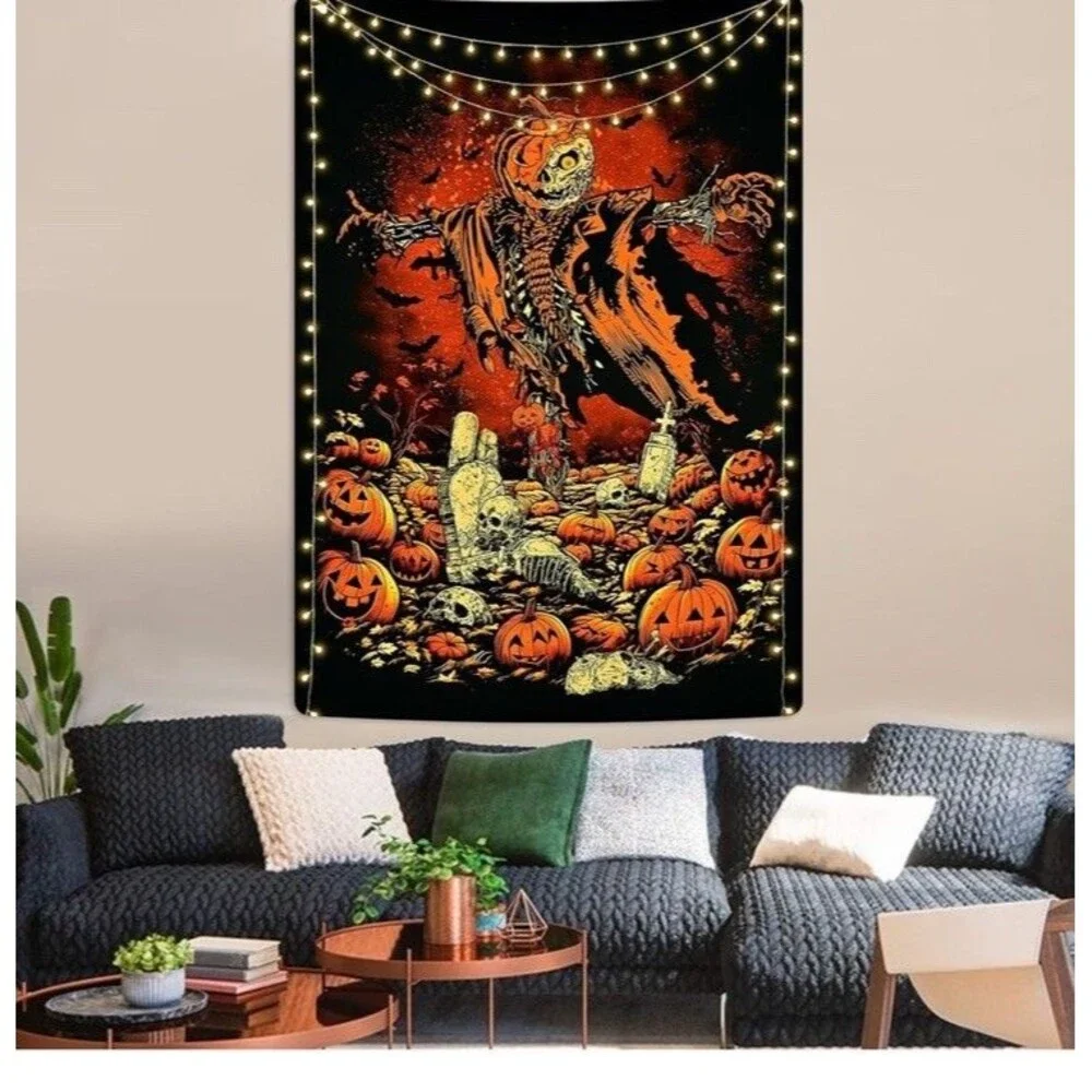 Durable Fabric Halloween Backdrop 8X6Ft Horror Cemetery Iron Gate Scary Hallowee